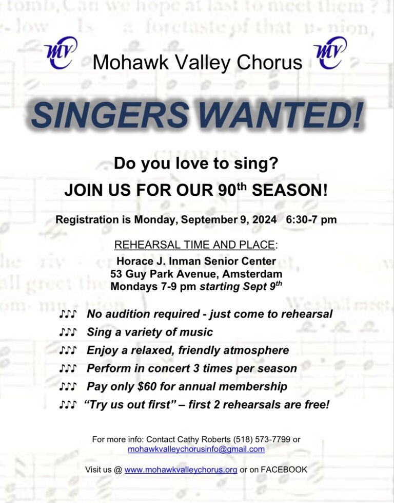 Mohawk Valley Chorus welcoming new singers - Montgomery County